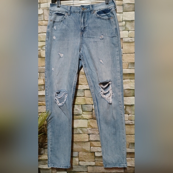 REWASH Women's Juniors' Size 7/28 High Rise Mom Vintage Reunion Distressed Jeans - Picture 1 of 6